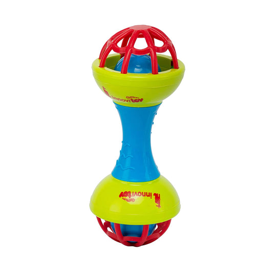MM TOYS Soft Rattle Teether Dumbbell & Silicon Ball Rattle Toy - Non-toxic, BPA Free, For Newborn & Infants - Multicolor