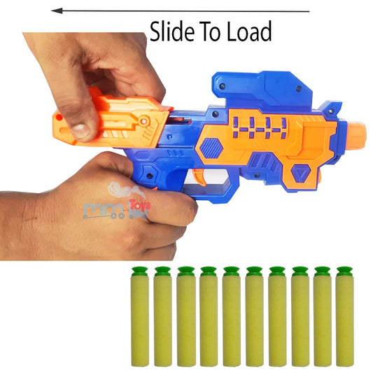 MM TOYS Foam Blaster Gun Toy Gun,Exiting Target Shooting 10 Soft Foam Bullets, Toy Gun for 6 7 8 9 Year Old boy - Orange/Blue