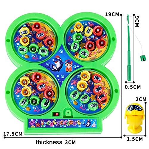 MM TOYS Musical Fishing Game Toy Set | Rotating Board with 32 Fish and 4 Fishing Poles | Safe and Durable, Multicolor | Perfect Gift for Toddlers and Kids