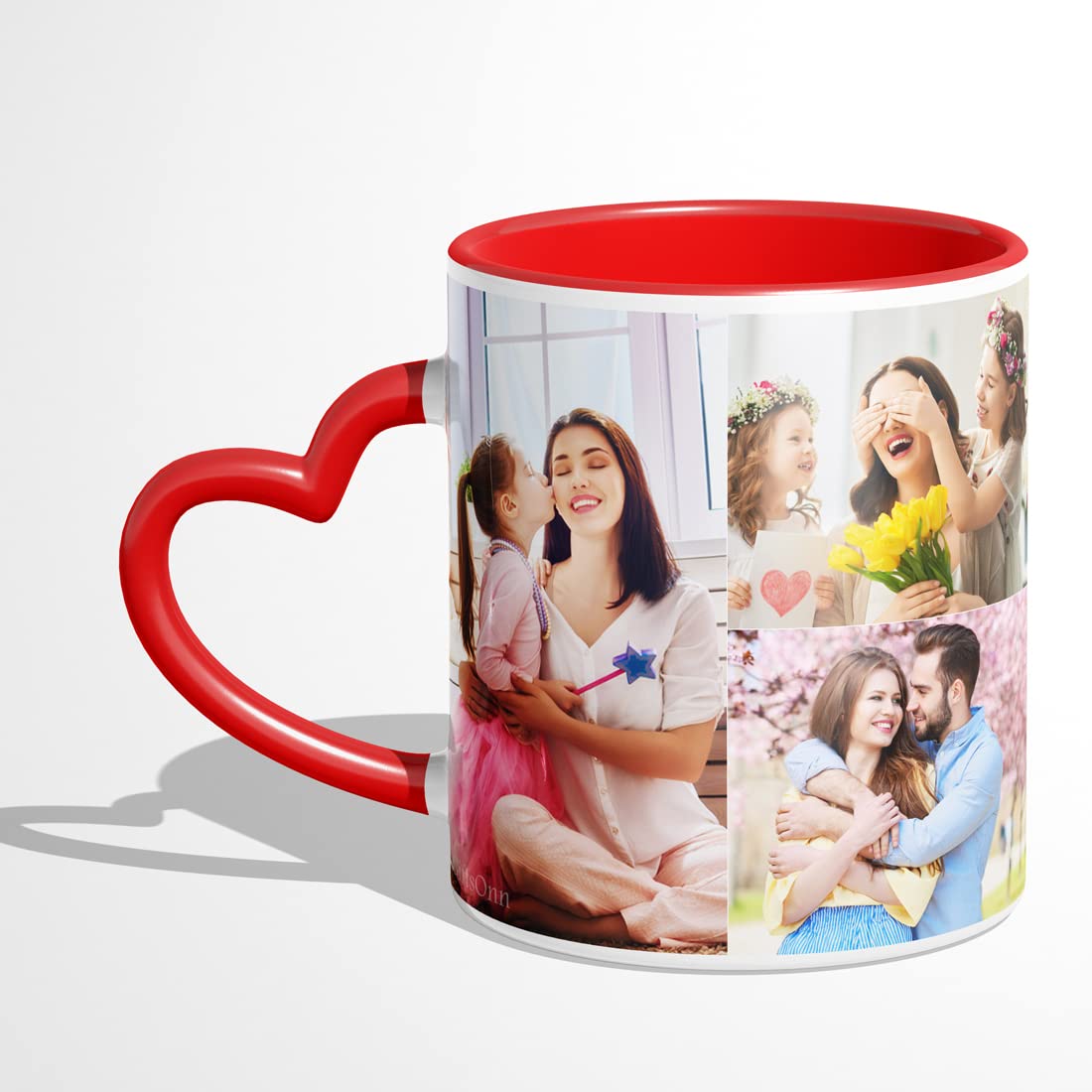 MM TOYS Personalized Red Heart Handle Ceramic Mug with Photo Heart Gift For Gift for Valentines Birthday Anniversary for Girlfriend Boyfriend