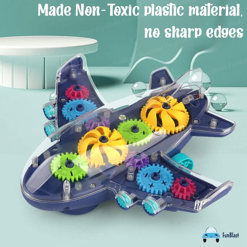 MM Toys Electronic Gear Airplane Vibrant Lights & Sounds, Transparent Design, Perfect Gift for Toddlers, For 1 to 3 years