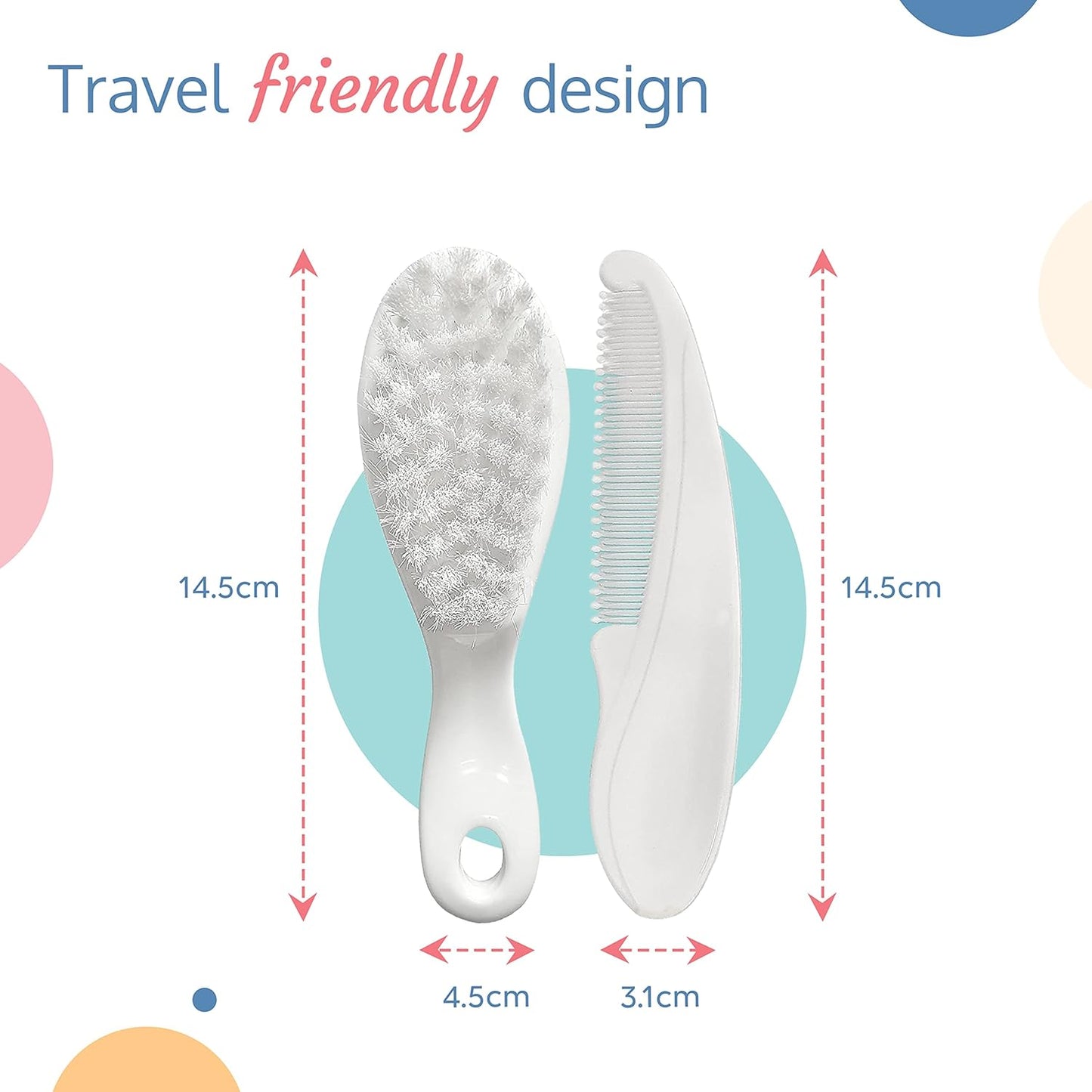 LuvLap Stylish Infant Hair Brush and Comb Kit, Suitable from Birth 0+month baby (White) 18607