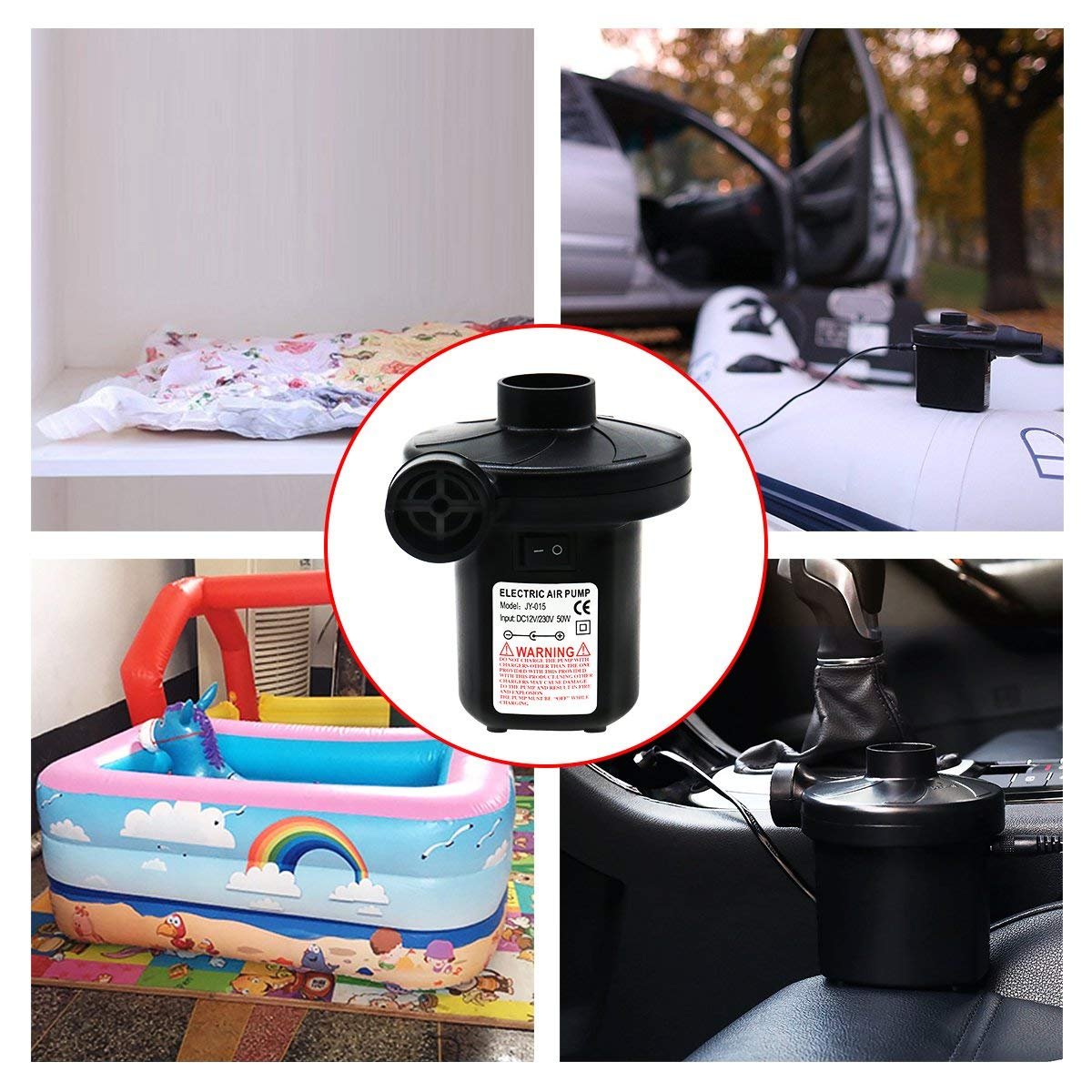 Multipurpose Electric Air Pump for Swift Inflation/Deflation of Air Beds, Pools, Toys, and More