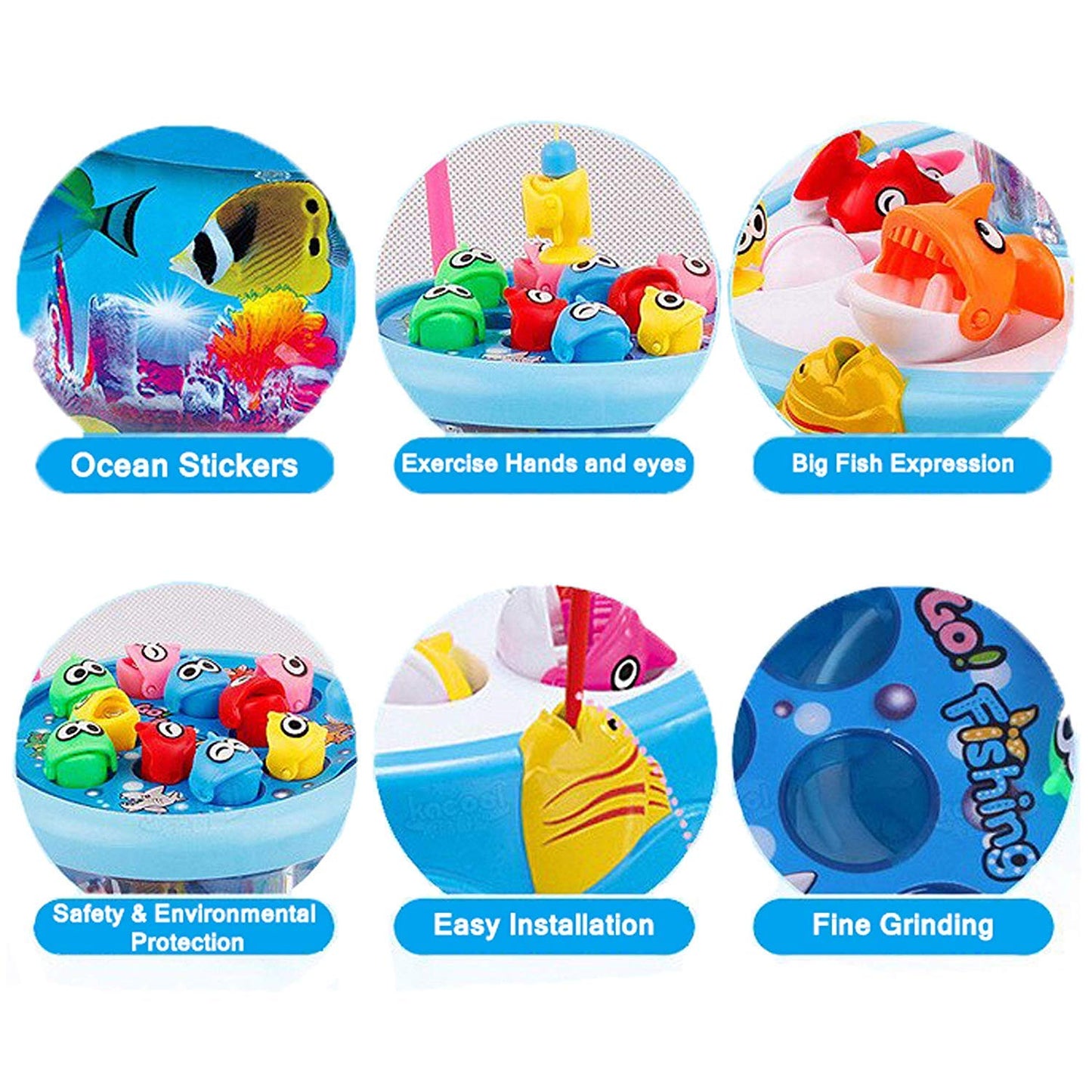 MM TOYS Go Go Fishing Catching Game with 26 Fishes, 2 Rotary Fish Pond and 4 pods with Music and Light Function Magnetic Toy (Multicolor)