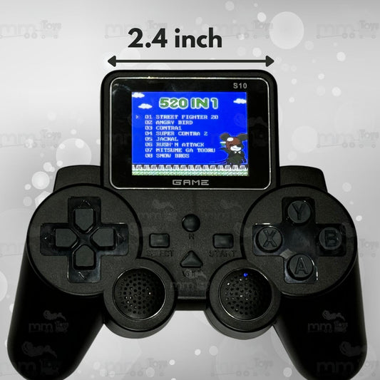 MM Toys Portable Video Game Gamepad With 2-Inch Color Screen | 500+ Preinstalled Retro Games -Rechargeable Battery - Video Game for Kids -Black