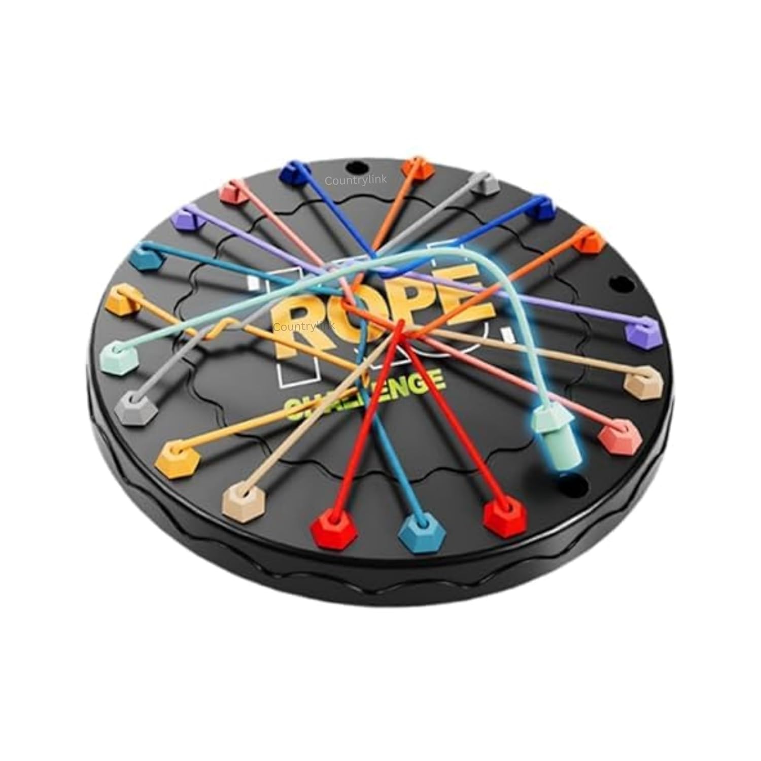 MM TOYS Brainy Knots – Rope Untying Challenge Puzzle Game for Kids & Adults | 8.5" Round Board with 10 Elastic Ropes, Secure Grips | Logic Brain Teaser, Party Table Game, Stress Relief Fidget Toy Pack