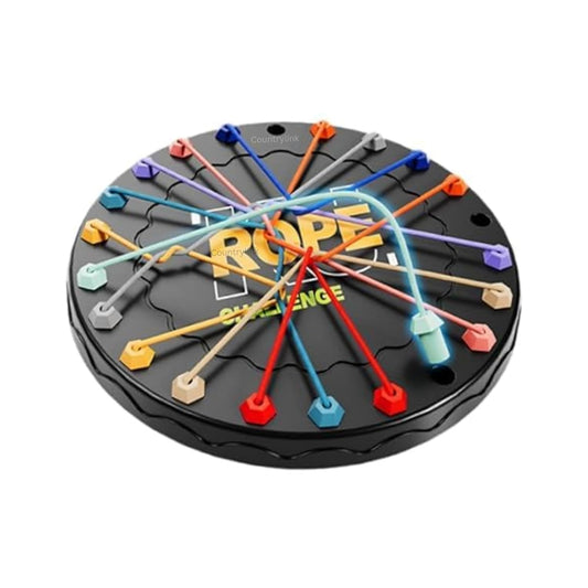 MM TOYS Brainy Knots – Rope Untying Challenge Puzzle Game for Kids & Adults | 8.5" Round Board with 10 Elastic Ropes, Secure Grips | Logic Brain Teaser, Party Table Game, Stress Relief Fidget Toy Pack