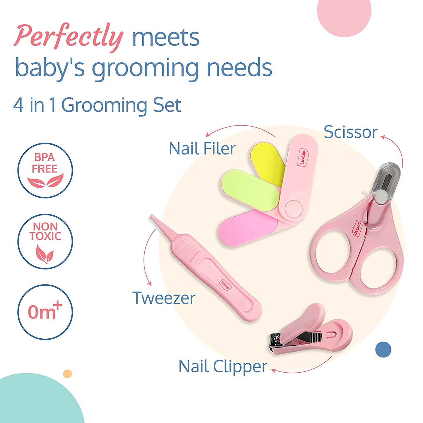 LuvLap Baby Grooming Manicure Set (4pcs)  | Perfect for Infants (0 Months and Above)