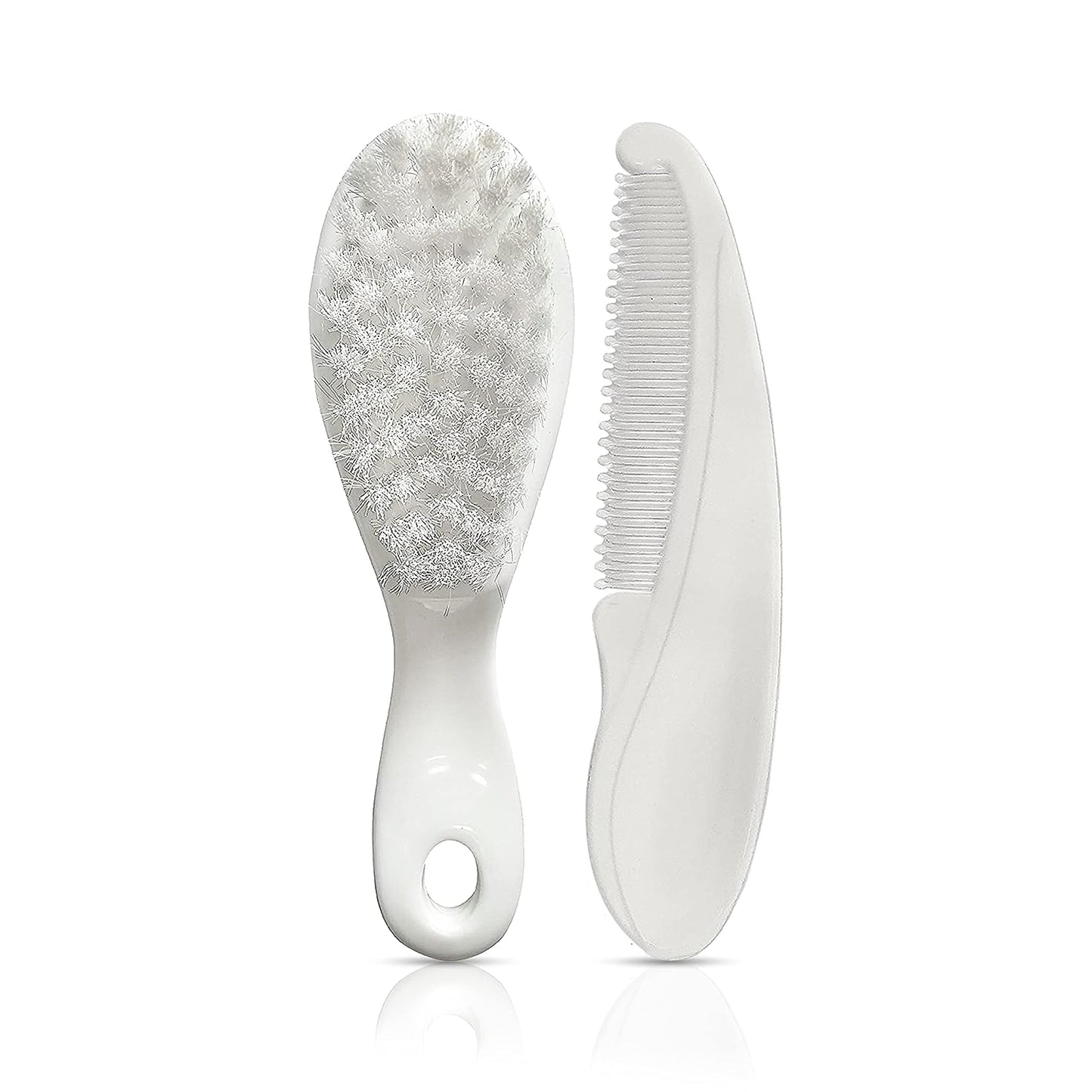 LuvLap Stylish Infant Hair Brush and Comb Kit, Suitable from Birth 0+month baby (White) 18607