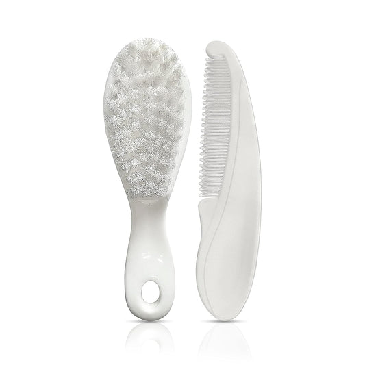 LuvLap Stylish Infant Hair Brush and Comb Kit, Suitable from Birth 0+month baby (White) 18607