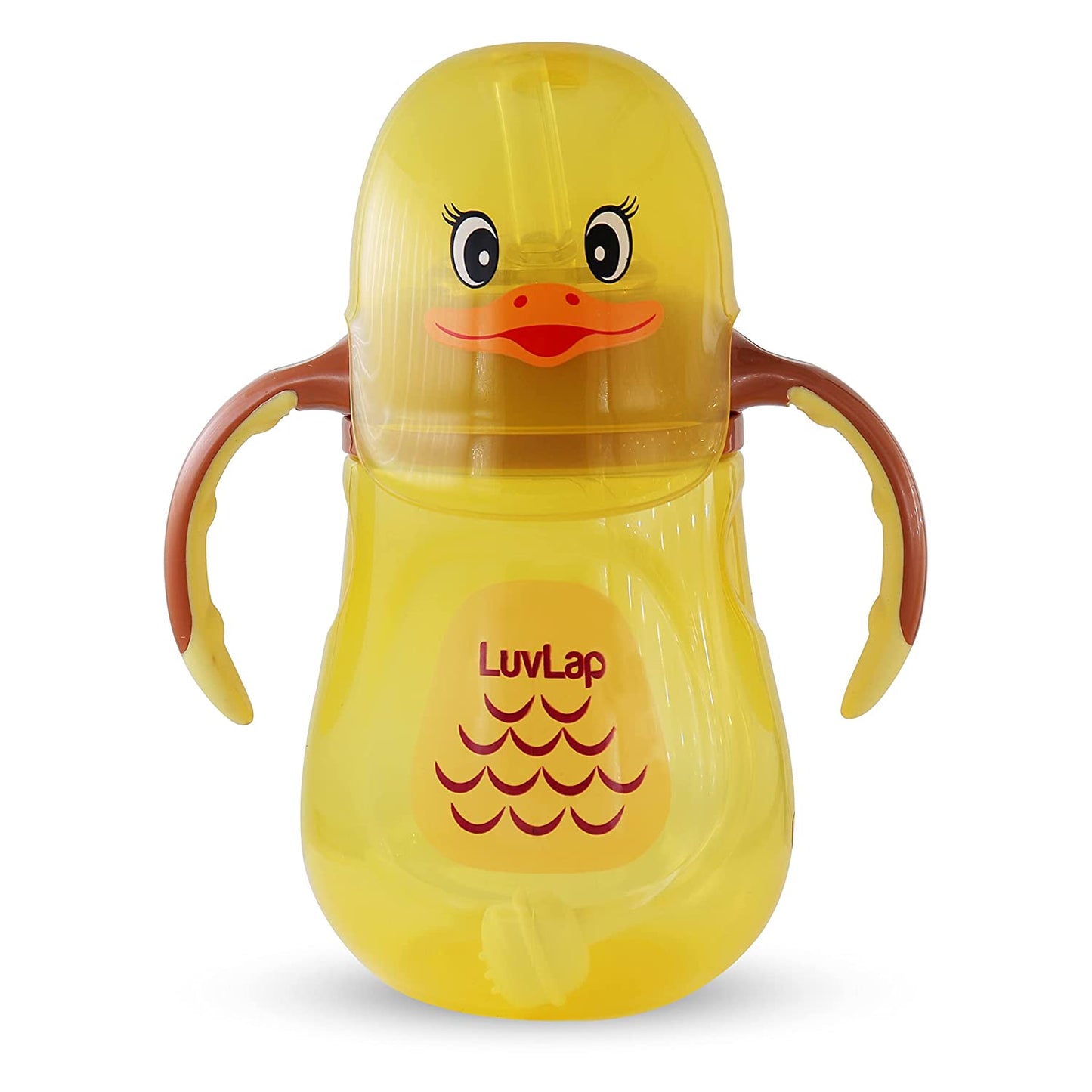 LuvLap Naughty Duck Straw Sipper, Soft Silicone Straw, Anti-Spill, 280ml, 6m+ (Yellow)