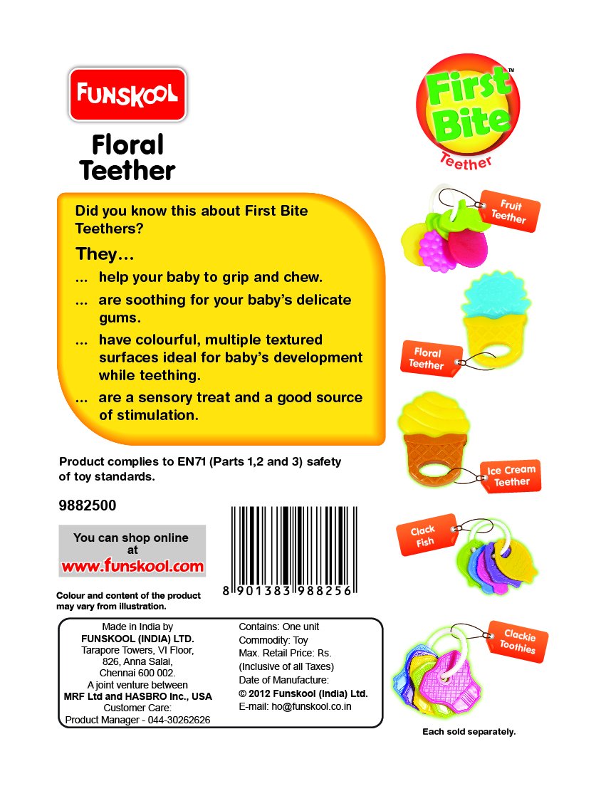 Giggles Floral Teether: Soothing Gum Relief, Easy-to-Hold & Chew, Ideal for 3+ Month Old Infants