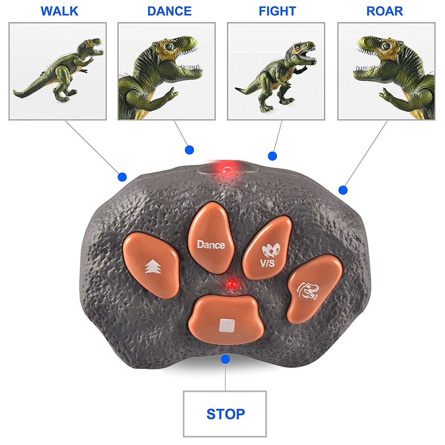 MM TOYS Remote Control Dinosaur Toy With Lights – Realistic Roaring, Walking & Shaking Head with Glowing Eyes for Toddlers, Boys & Girls