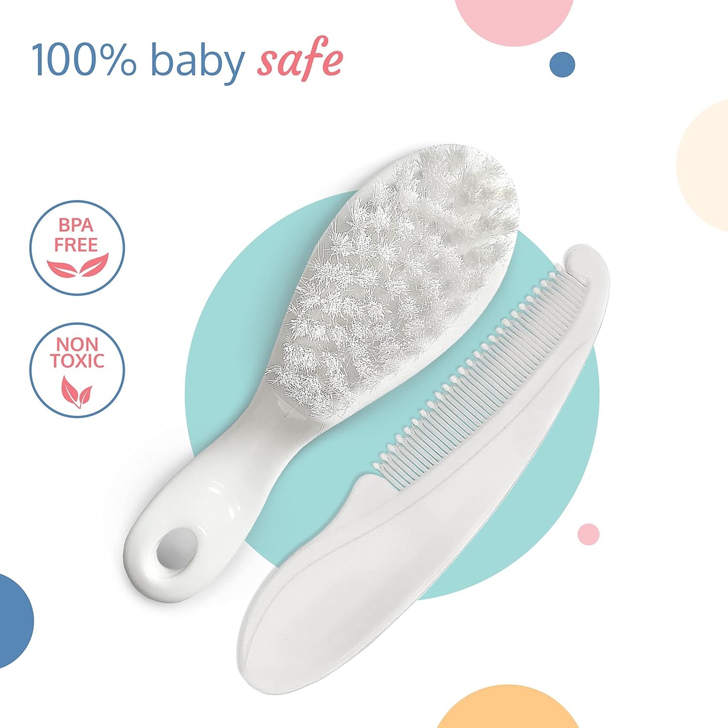 LuvLap Stylish Infant Hair Brush and Comb Kit, Suitable from Birth 0+month baby (White) 18607