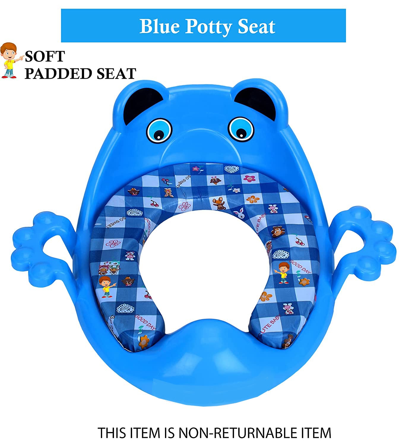 MM TOYS Premium Baby Cushioned Potty Seat with Easy Grip Handles and Comfortable Seat / Toilet Seat with Handle for Kids / Suitable for Baby Boy/Girl - Color May Vary