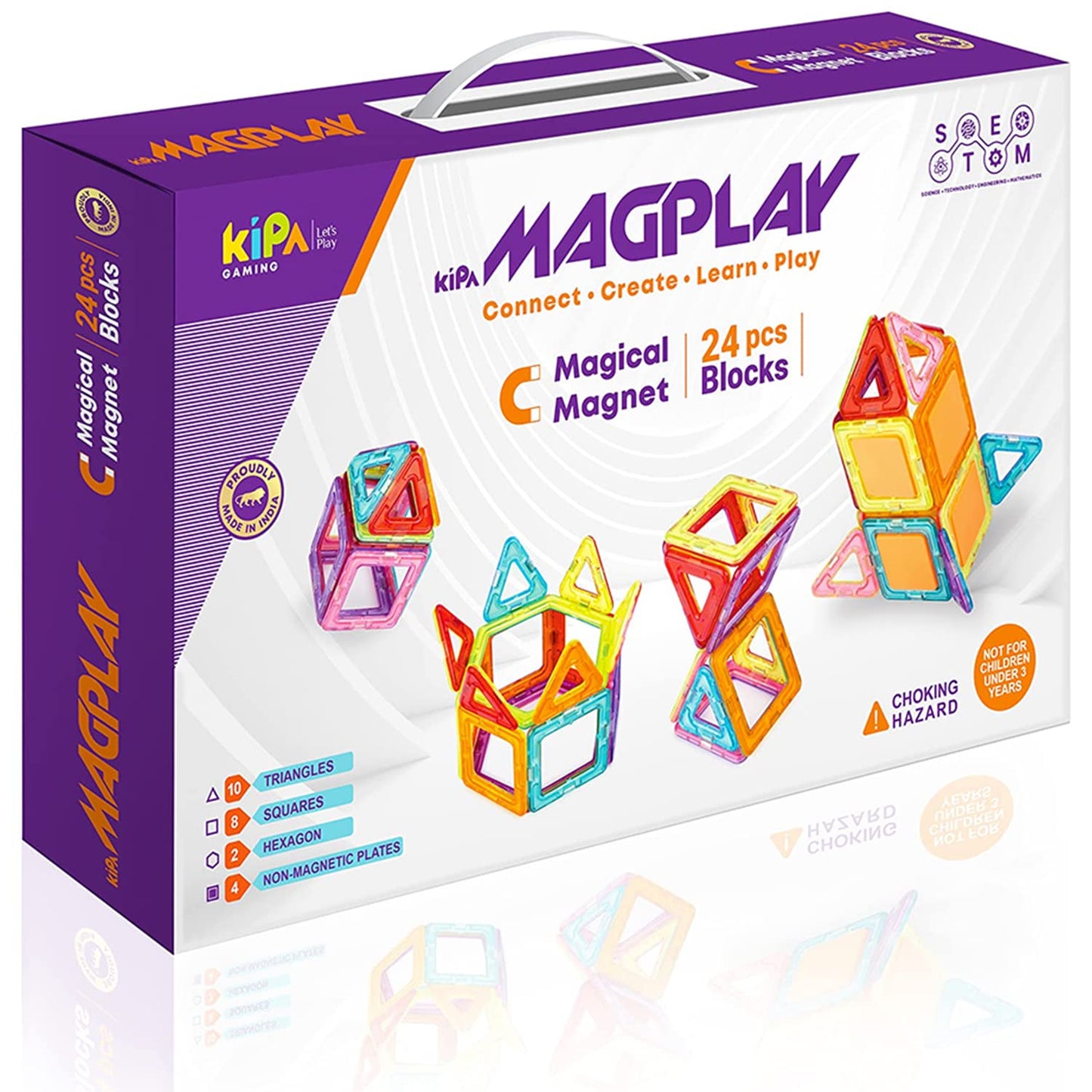 KIPA GAMING MagPlay Multicolor Magnetic Building Blocks Set - 24 Piece DIY Educational Toy for Kids
