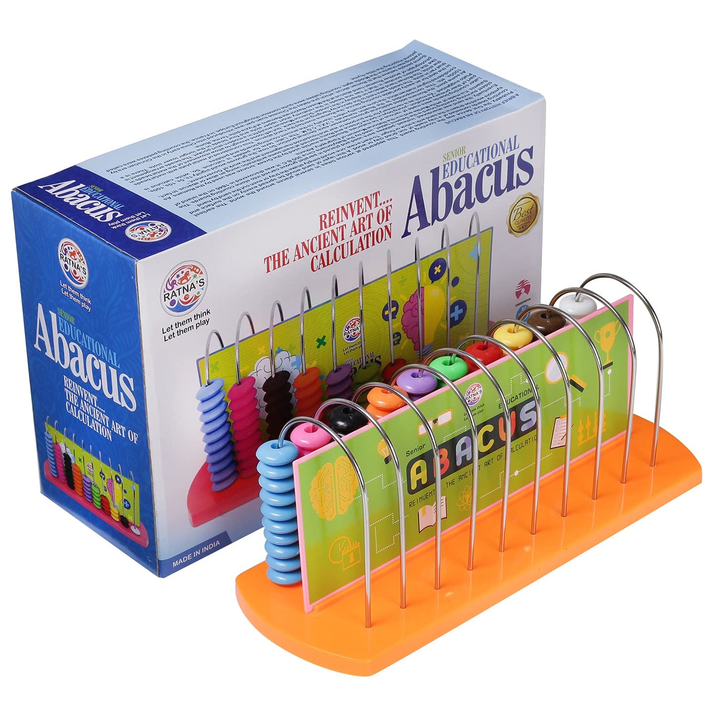 Ratna's Educational Abacus Senior for Kids to Count, Add & Subtract with Colourful Beads
