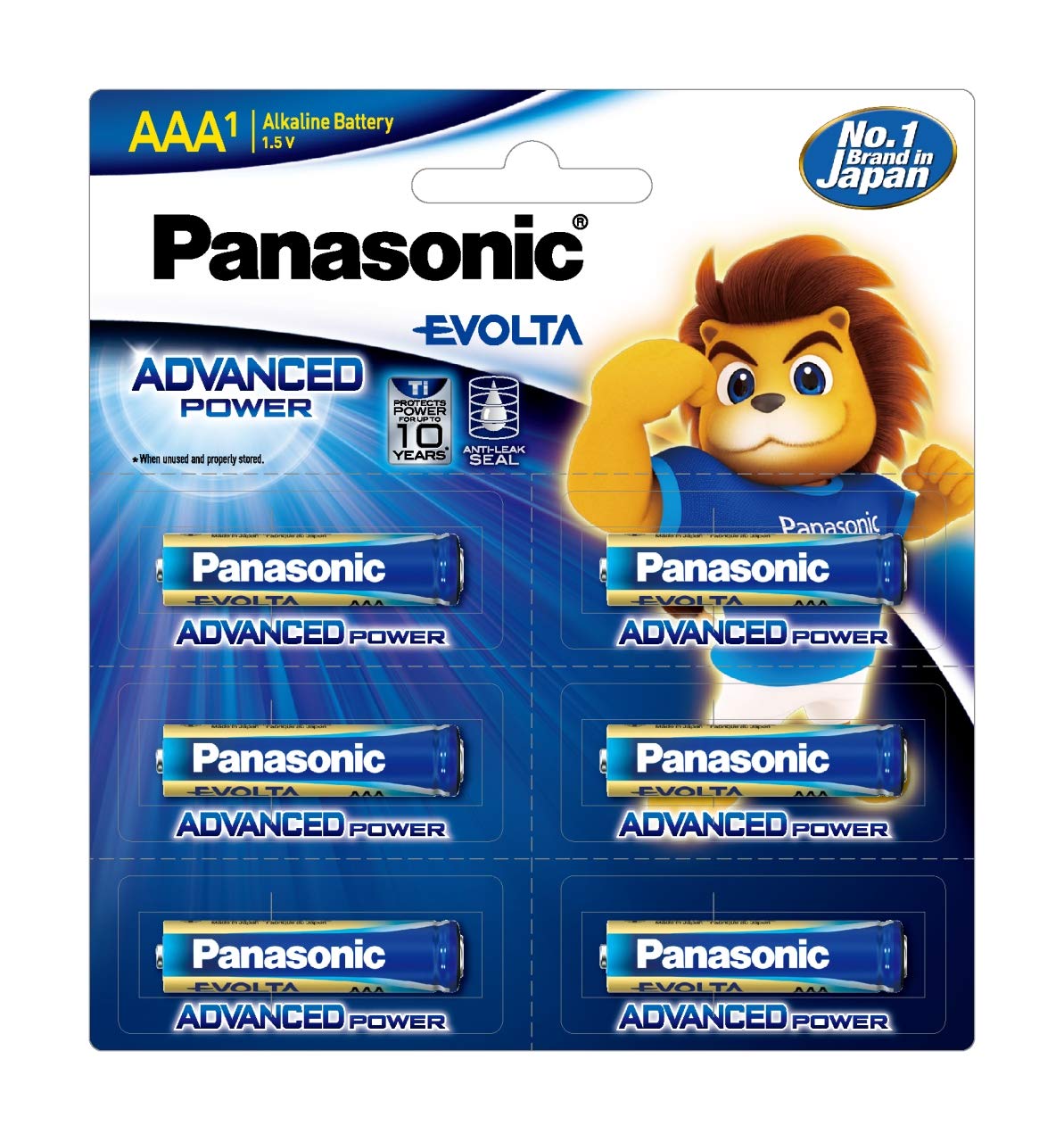 Panasonic Evolta Alkaline AAA Battery,Advanced Power, Anti-Leak Seal, Protects Power for up to 10 Years-Pack of 6