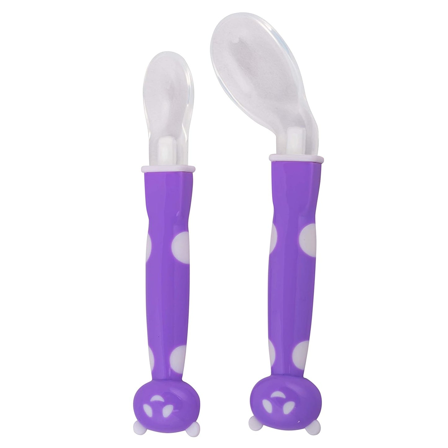 Luvlap Joy Star Self-Feeding Spoon Set -Ergonomic for Babies, Motor Skill Development, Soft Silicone, Non-Toxic With Travel-Friendly Box- Purple( 18929)