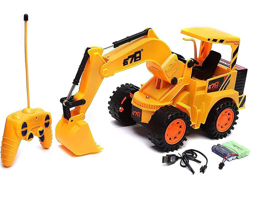 MM Toys Remote Control JCB - Construction Vehicle Toy for Kids 4+ Years, Excavator Control, Battery Operated -yellow color