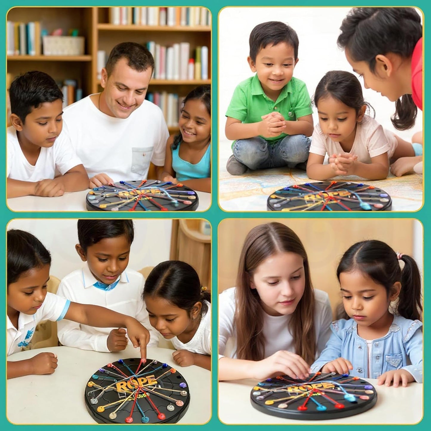MM TOYS Brainy Knots – Rope Untying Challenge Puzzle Game for Kids & Adults | 8.5" Round Board with 10 Elastic Ropes, Secure Grips | Logic Brain Teaser, Party Table Game, Stress Relief Fidget Toy Pack
