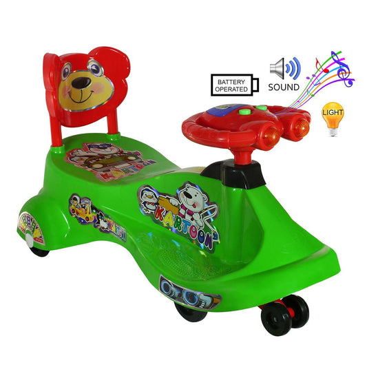 MM Toys Cartoon Swing Magic Fish Car - Light and Music Features for 2-6 Years Kids- Multicolor