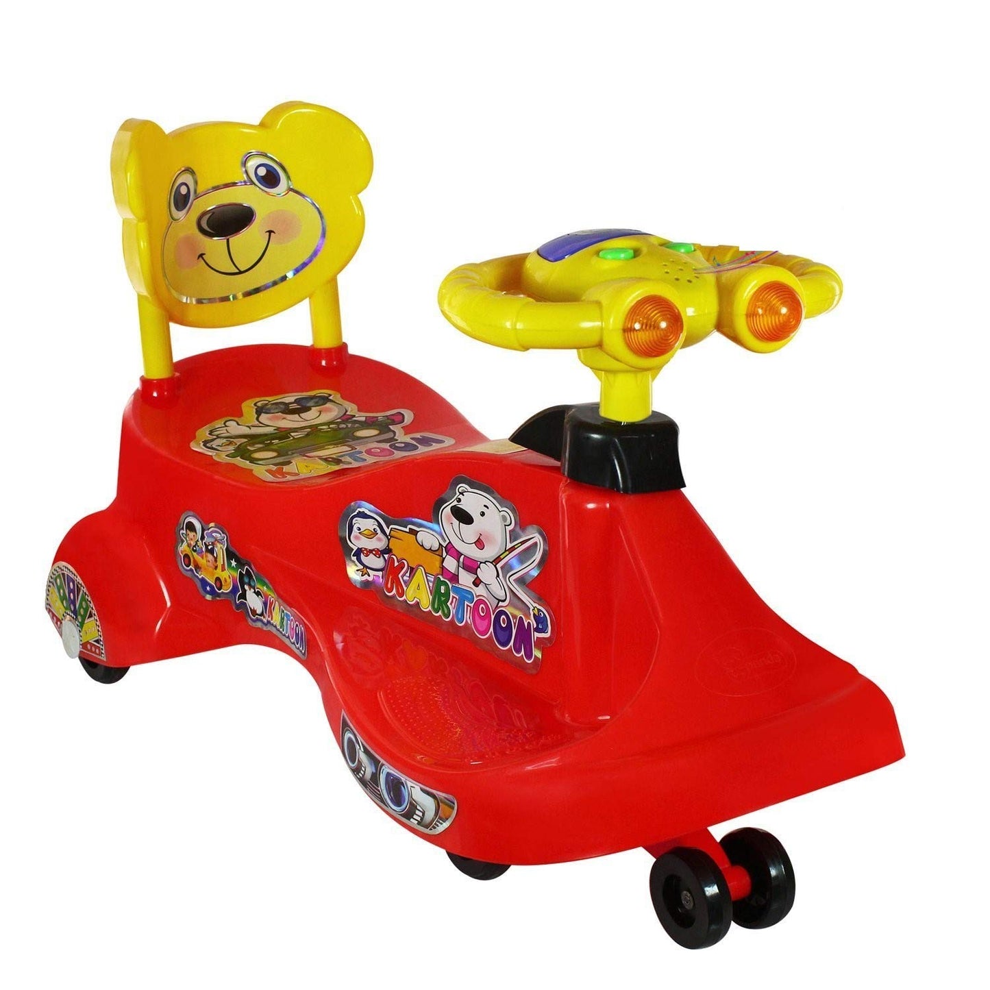 MM Toys Cartoon Swing Magic Fish Car - Light and Music Features for 2-6 Years Kids- Multicolor