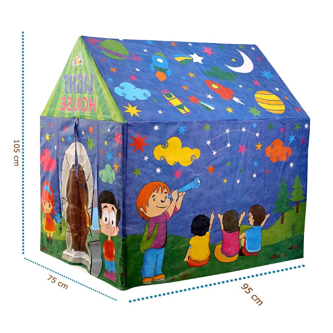 Awlas Play Tent House With LED Lights For Kids Indoor And Outdoor Play Toys - Multicolor