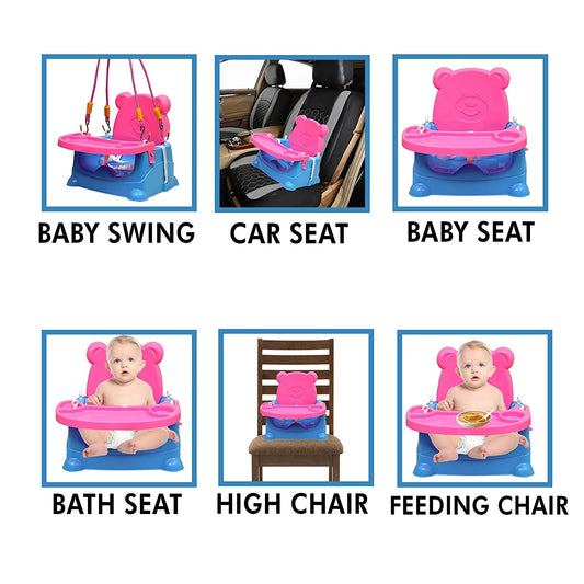 MM TOYS 6 in 1 Booster Seat ,Feeding Chair Cum Swing , Car Seat , Baby Bath Seat For 6+ Months Baby - Color May Vary
