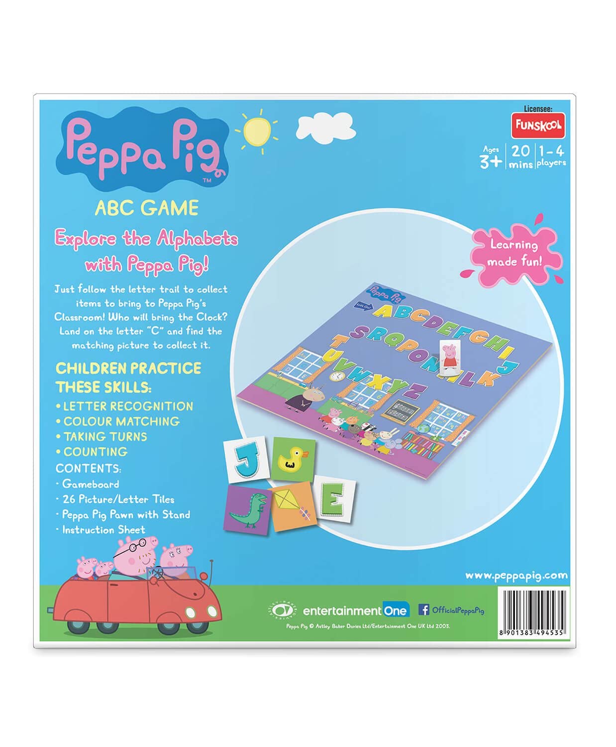Funskool Games - AlphabetExplorer Peppa Pig ABC Game Educational, Counting, Letter Recognition, Matching, 1-4 Players, Ages 3+