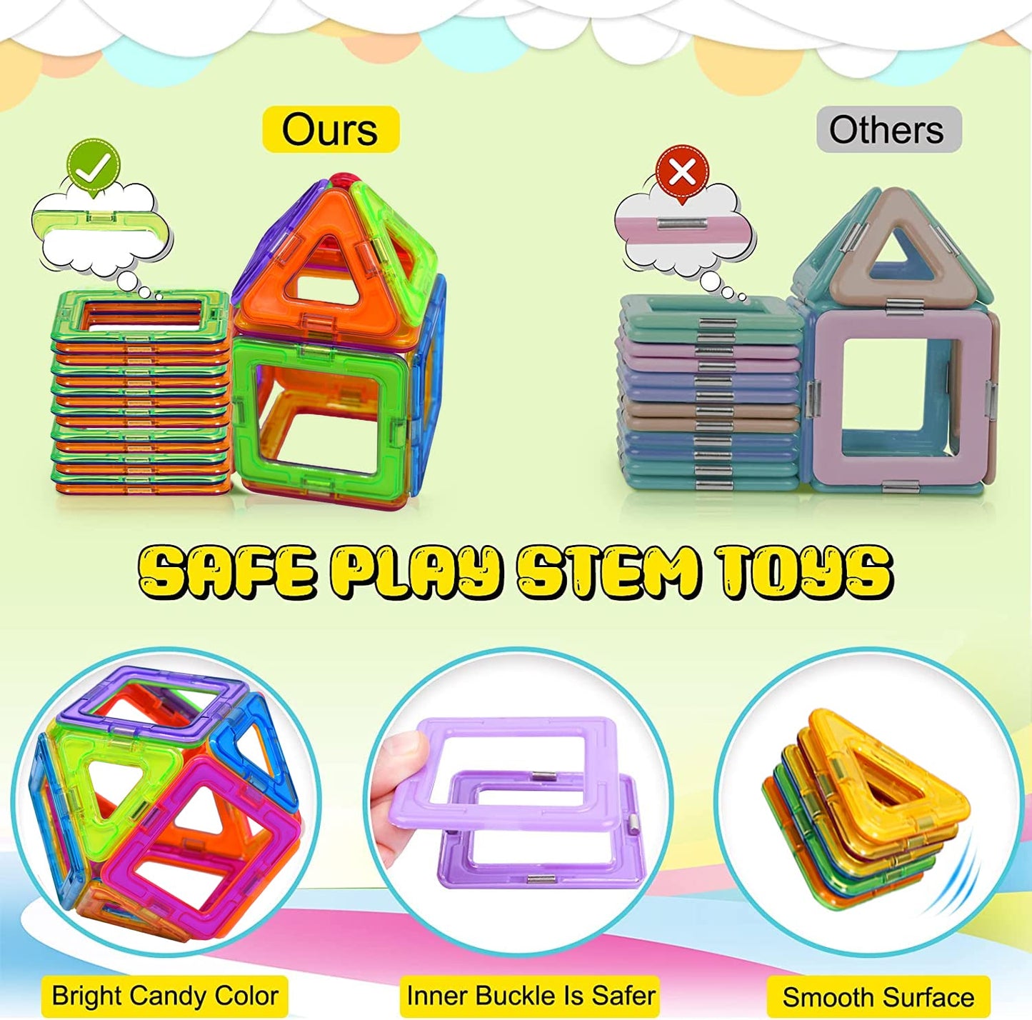 KIPA GAMING MagPlay Multicolor Magnetic Building Blocks Set - 24 Piece DIY Educational Toy for Kids