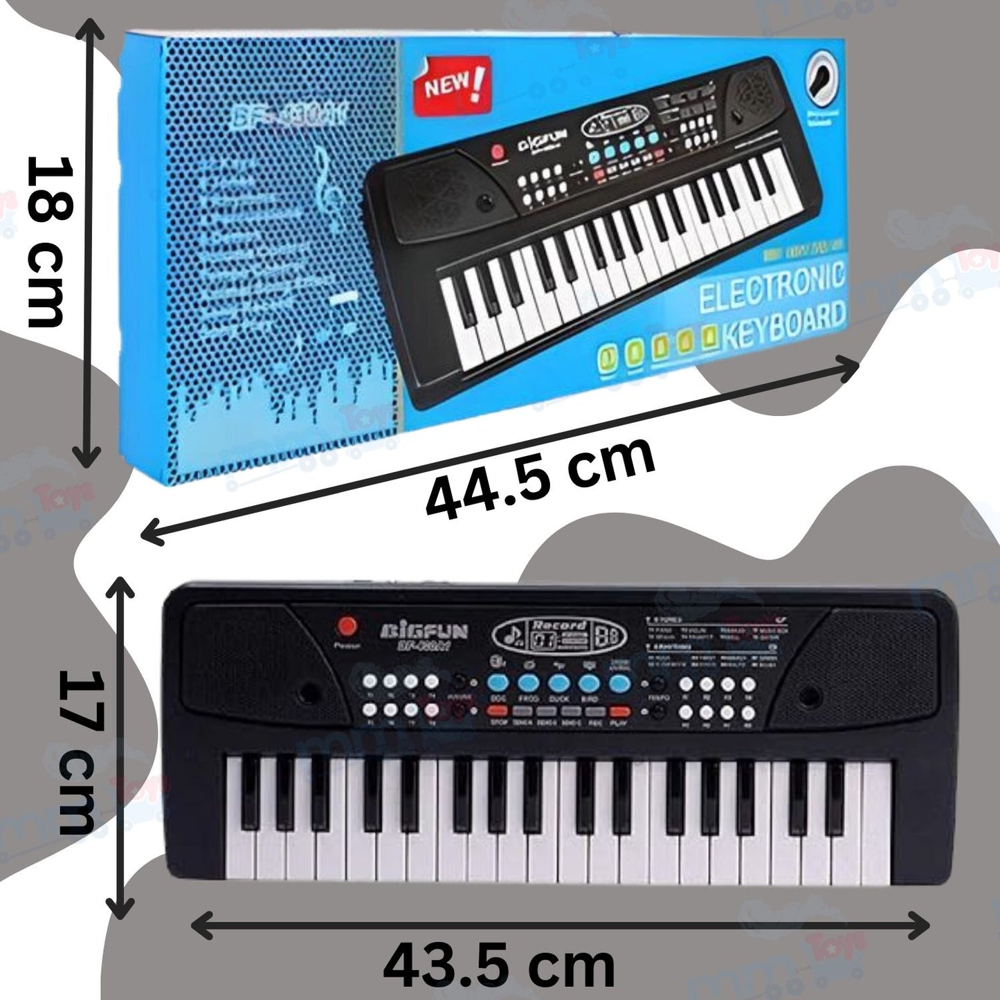 MM TOYS Kids Piano Keyboard with Microphone BF430- 37 Keys, 8 Tones & 8 Rhythms, Ages 3-7, Perfect Gift for Young Musicians
