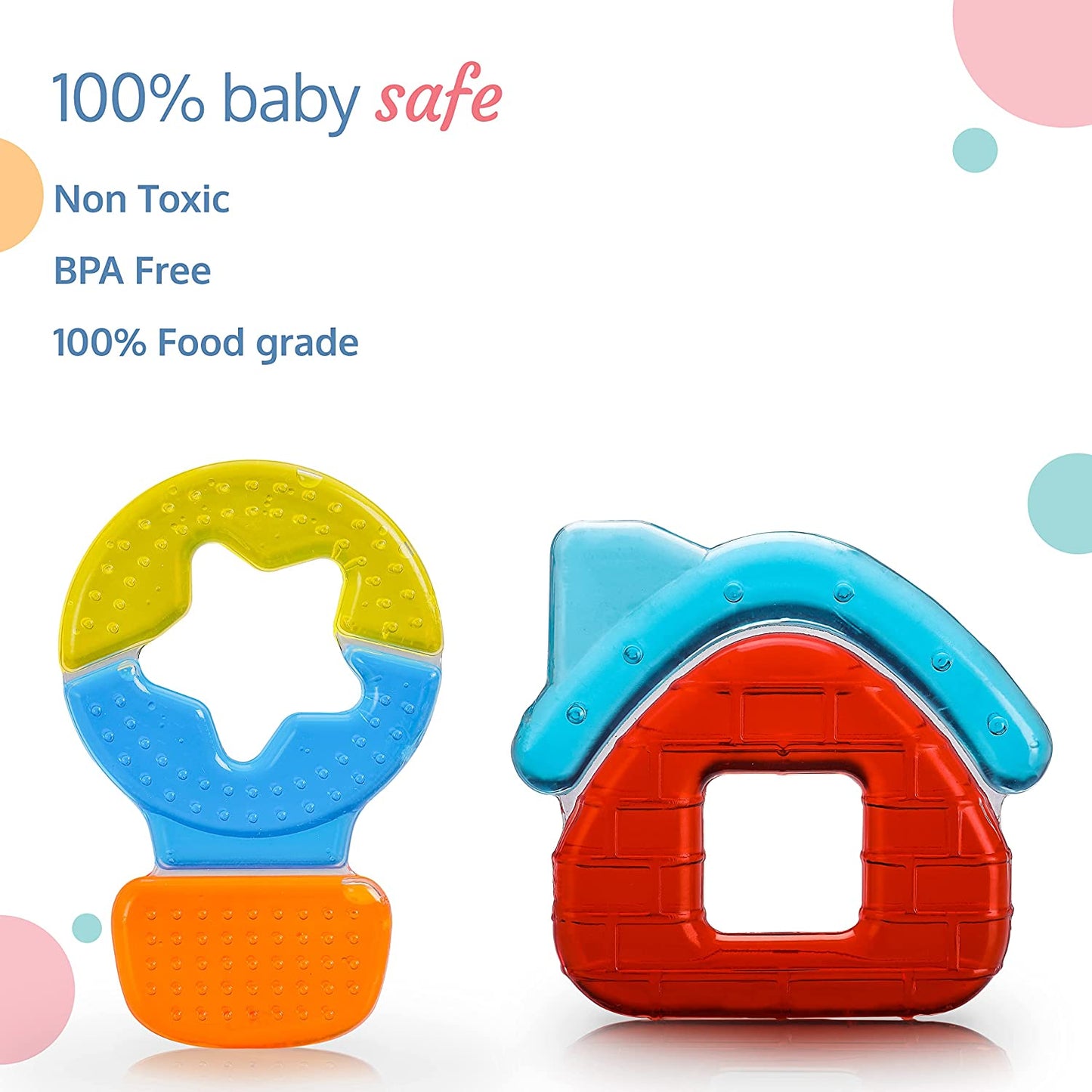 LuvLap Silicone Water Filled Teether, Contains Distilled Water to Soothe Teething Baby Gums ,Easy to Grip for Babies hand BPA Free Pack of 3