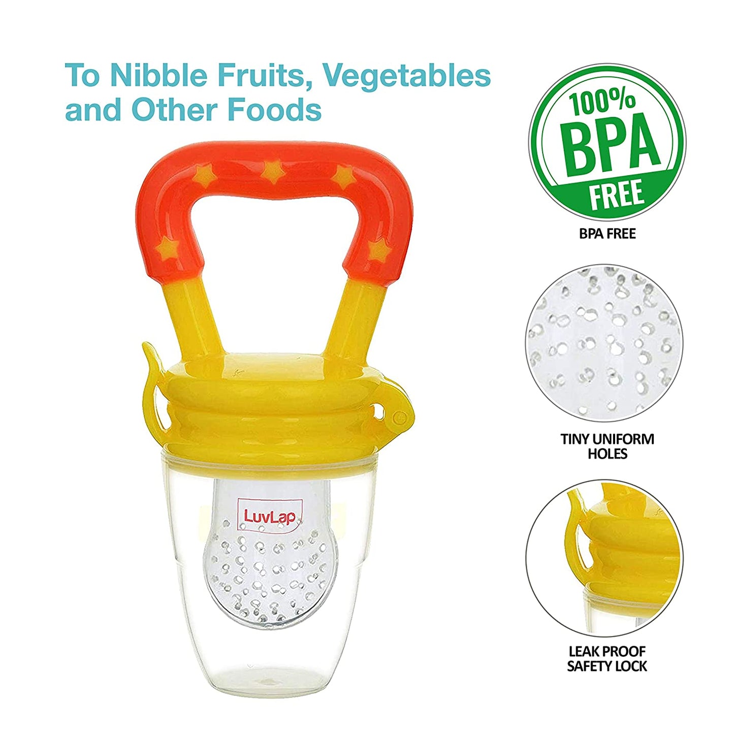 LuvLap Silicone Food/Fruit Nibbler with Extra Mesh, Soft Pacifier/Feeder, Teether for Infant Baby, BPA Free( 18599)