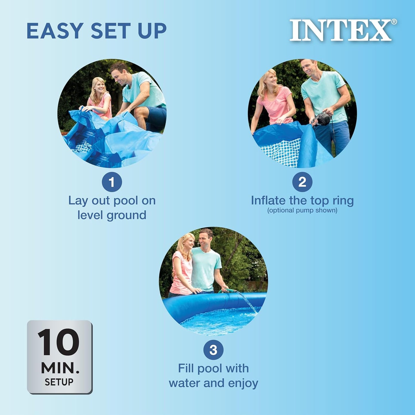 Intex 28106-8Ft X 24 Inch Easy Set Inflatable Puncture Resistant Circular Portable Outdoor Family Swimming Pool