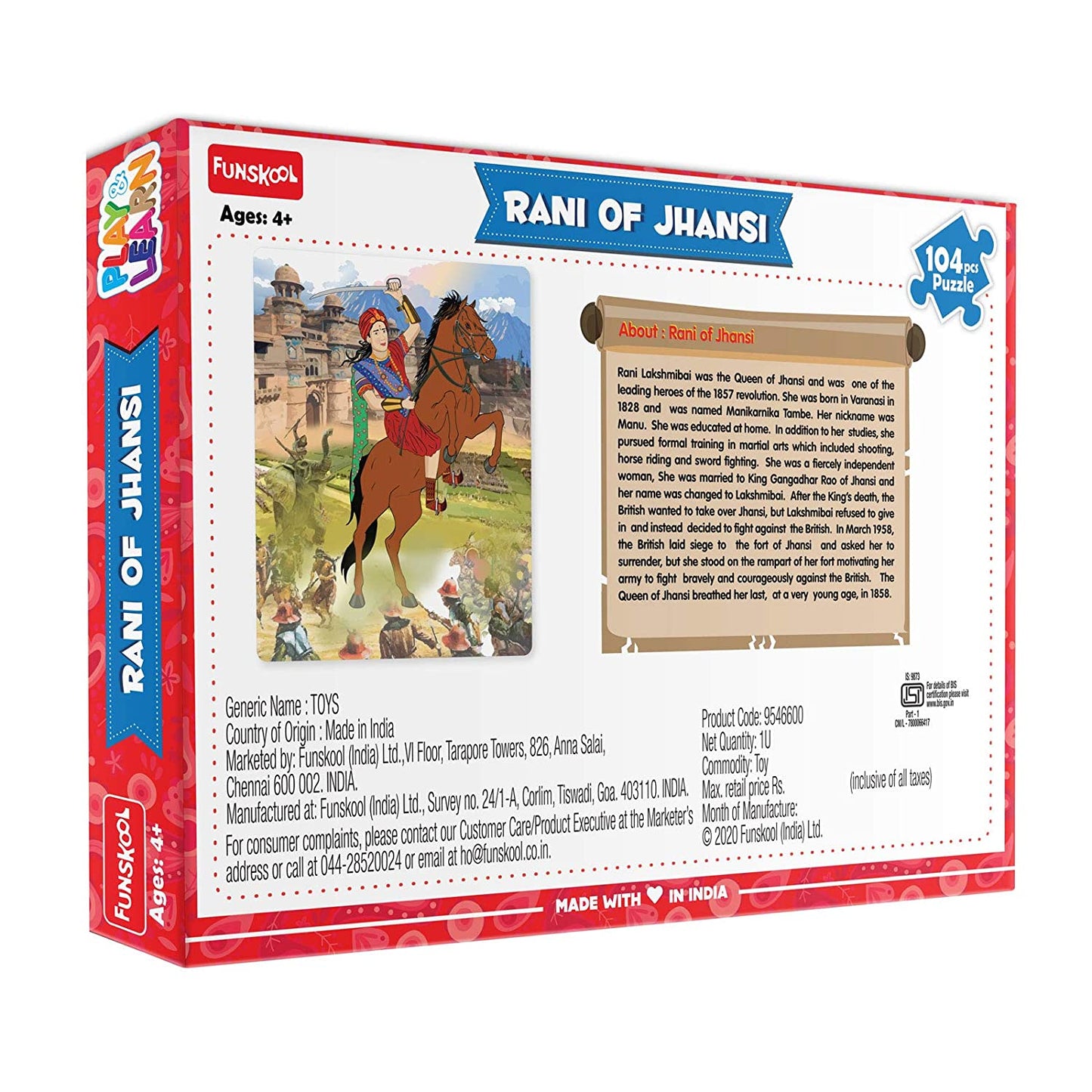 Funskool Rani of Jhansi Historic Characters 104 Pcs Puzzle Educational Gift for 5+ Year Kids