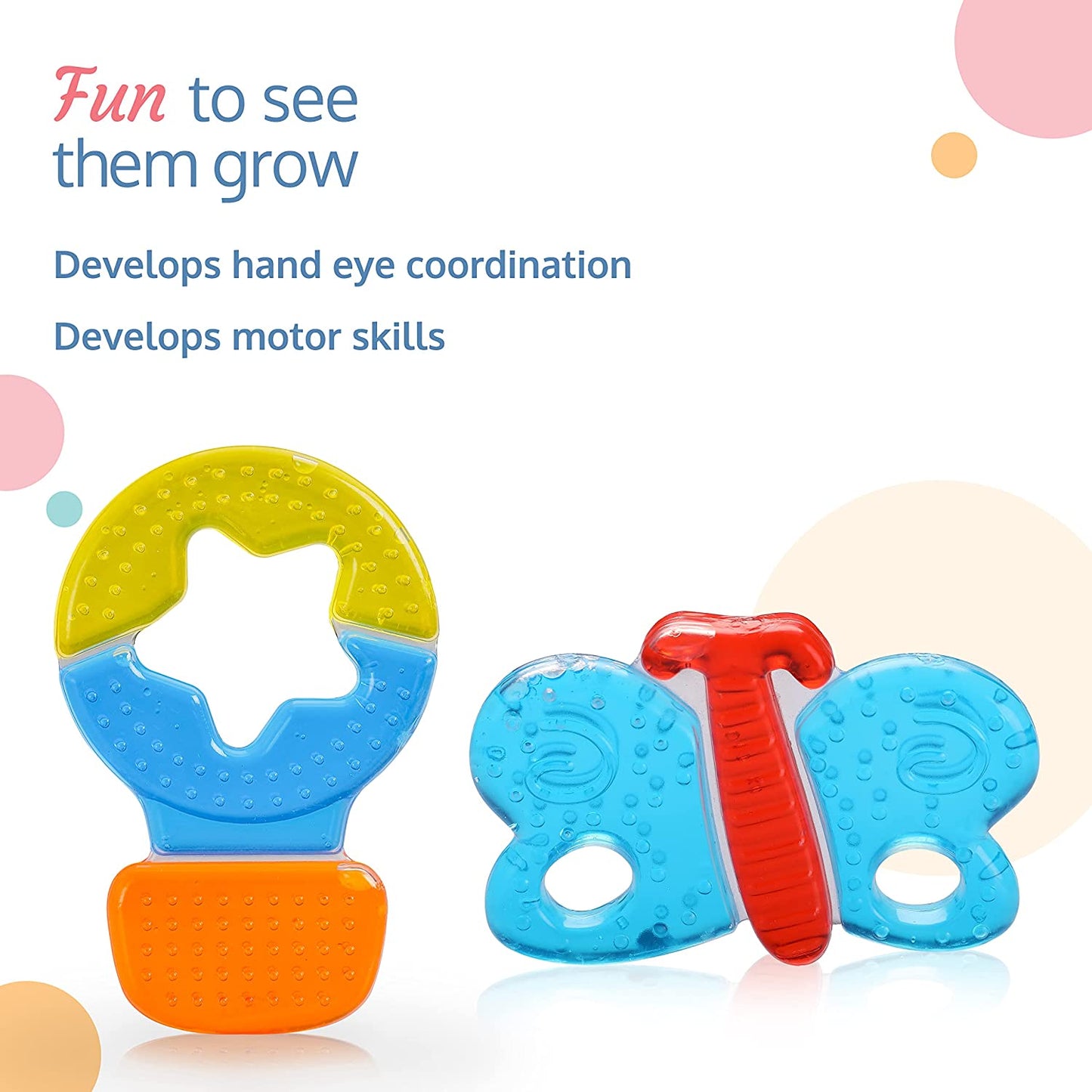 LuvLap Silicone Water Filled Teether, Contains Distilled Water to Soothe Teething Baby Gums ,Easy to Grip for Babies hand BPA Free Pack of 3