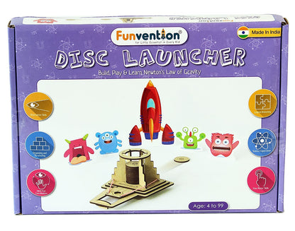 Funvention Disk Launcher DIY STEM Game Puzzle - Educational Science Toy for Kids and Adults Aged 4-99