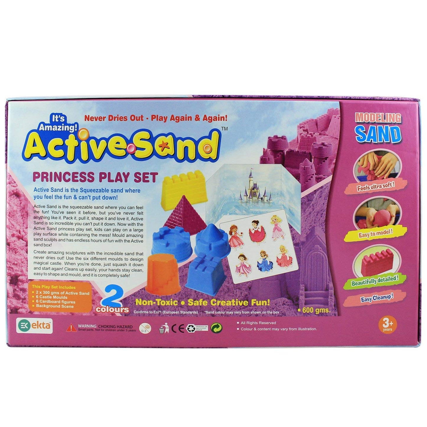 EKTA Active Sand - SandPrincess Play Set | Non-Toxic, Never Dries, Easy Shape, 3+ Kids, Educational and learning game .