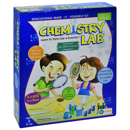 MM TOYS Ekta Chemistry Lab Kit with 100 Experiments, pH Paper, and Educational Manual – STEM Science Toy for Kids Age 8+