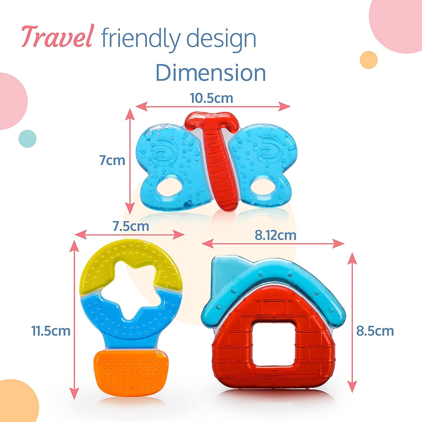 LuvLap Silicone Water Filled Teether, Contains Distilled Water to Soothe Teething Baby Gums ,Easy to Grip for Babies hand BPA Free Pack of 3