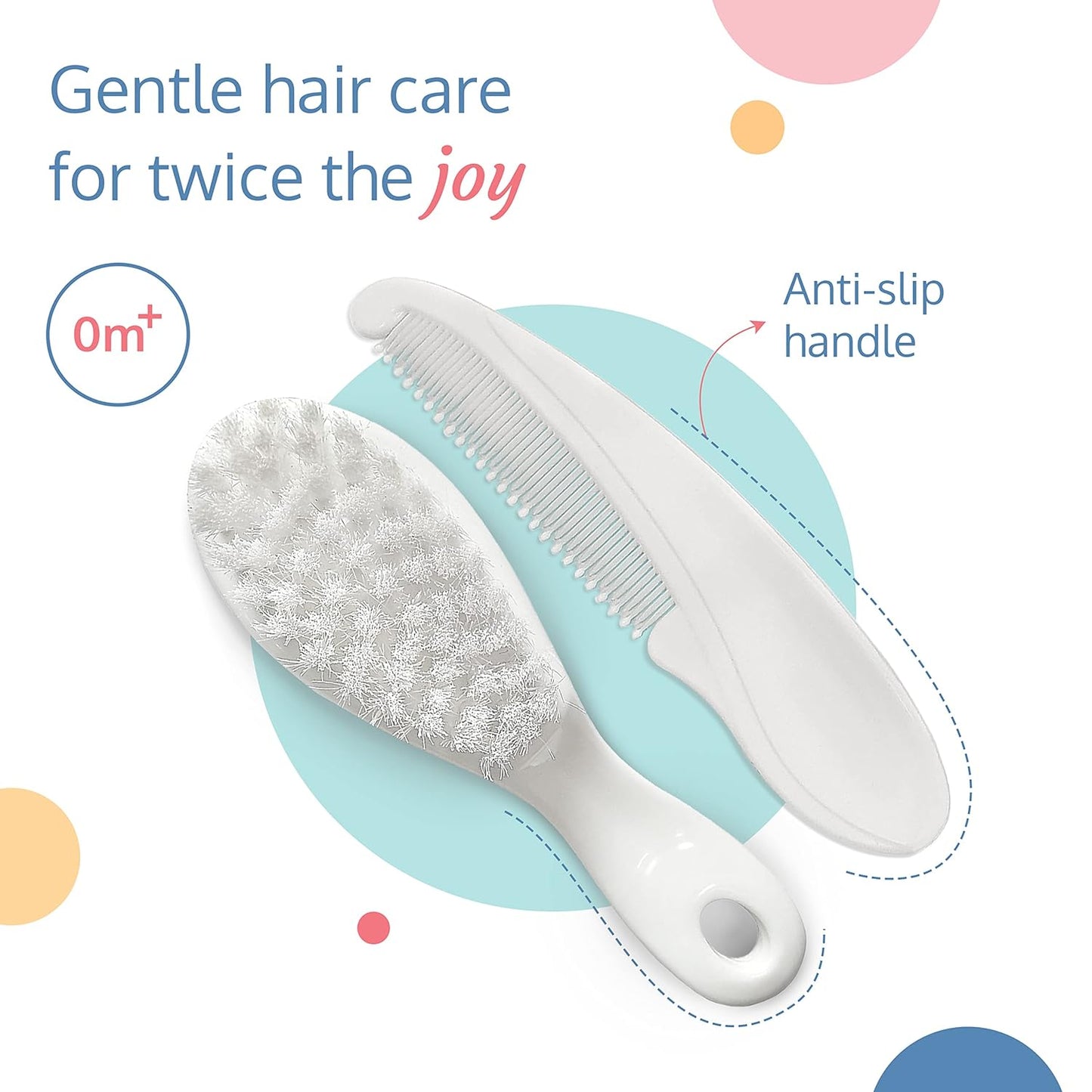 LuvLap Stylish Infant Hair Brush and Comb Kit, Suitable from Birth 0+month baby (White) 18607