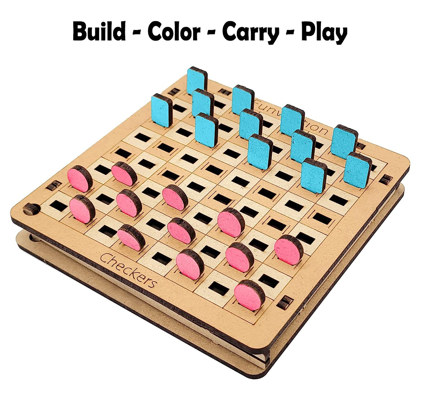 Funvention Checkers Pocket Travel Game - Educational Board Game for Fun Learning, Ideal Birthday Return Gifts for Kids 4+ Years Party Pack Edition
