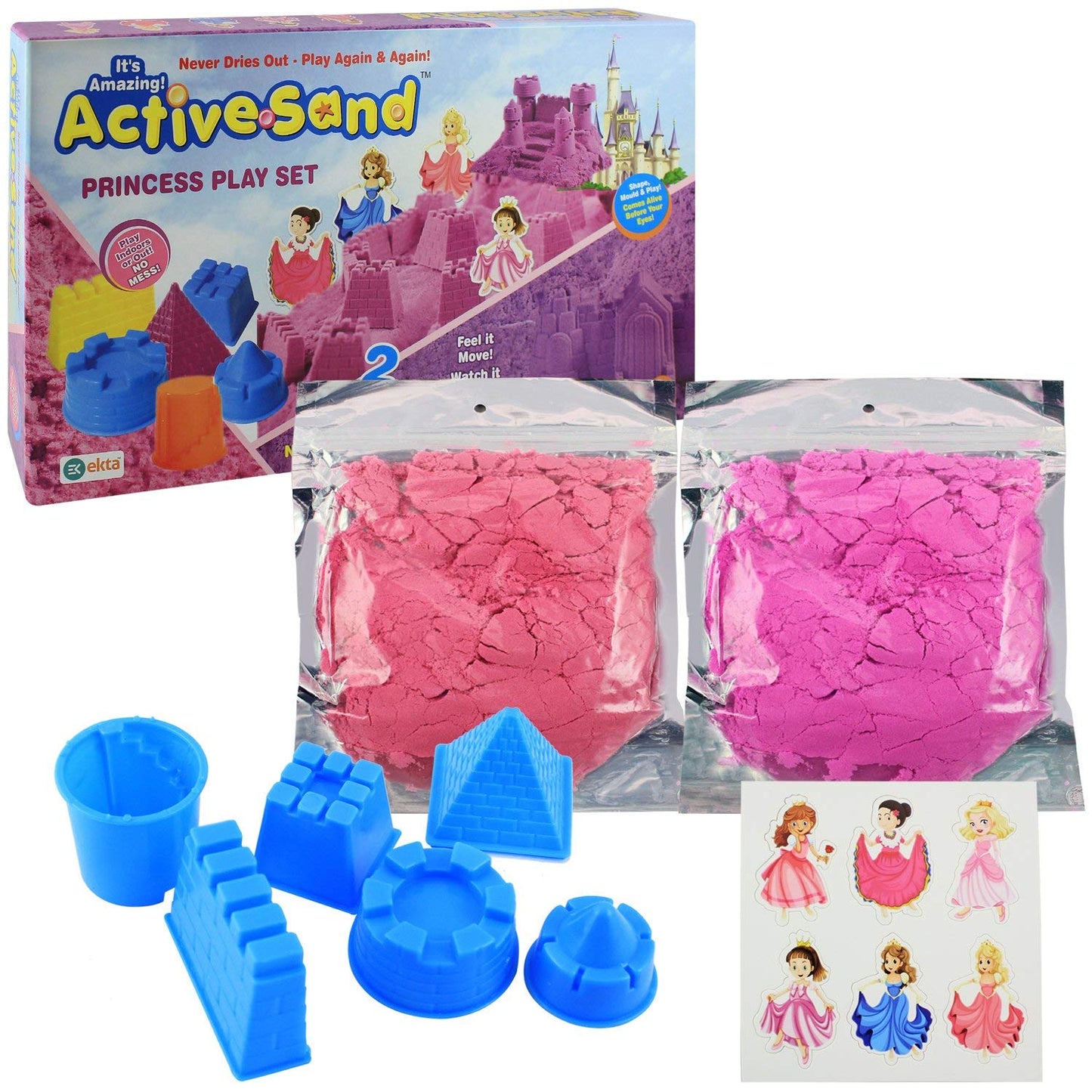 EKTA Active Sand - SandPrincess Play Set | Non-Toxic, Never Dries, Easy Shape, 3+ Kids, Educational and learning game .