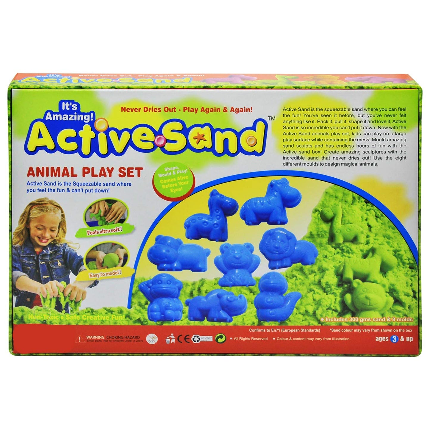 Ekta Toys - AnimalMagic Active Sand Model Animals Play Kit Squeezable, Creativity Stimulant, Easy Clean, Ages 5+, Multicolor