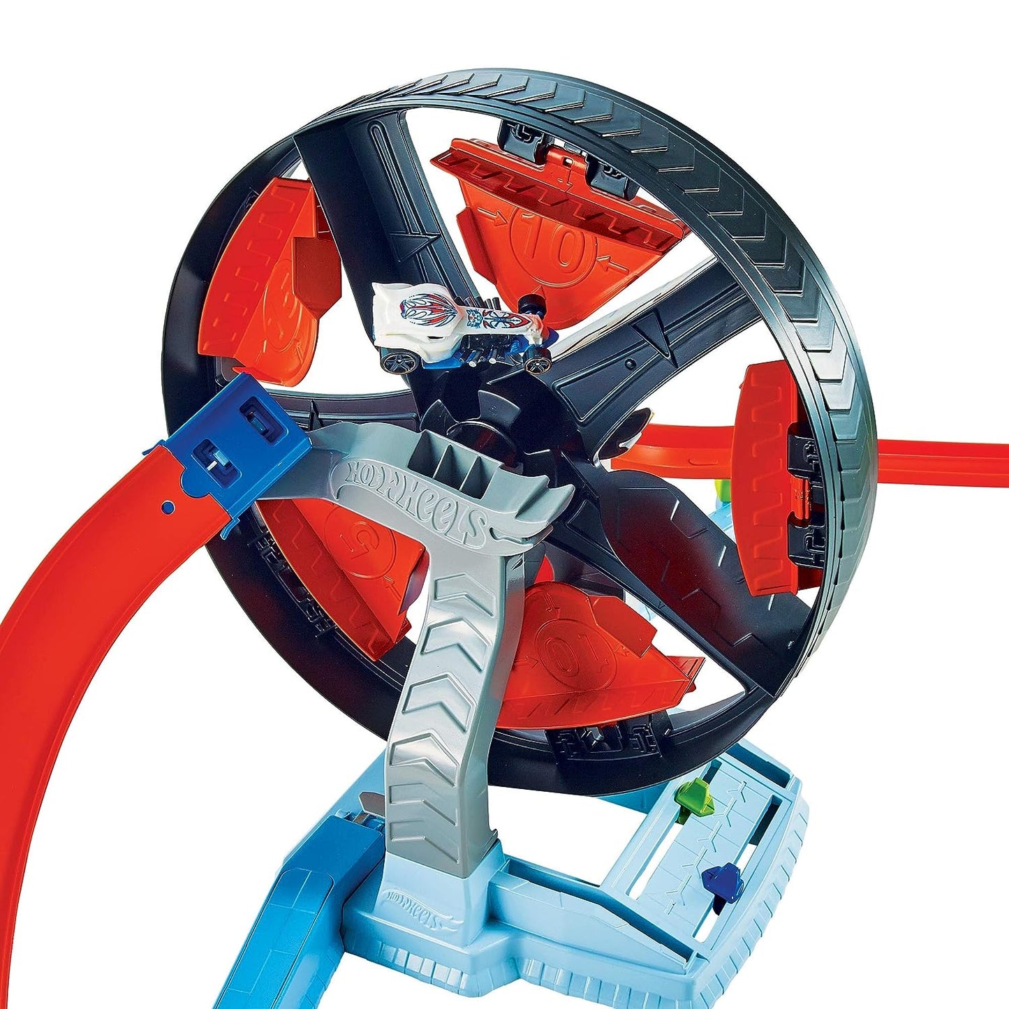 Hot Wheels Spin Wheel Challenge Play Set - Ultimate Track Set for Boys (Includes One Car, Multicolor) GJM77