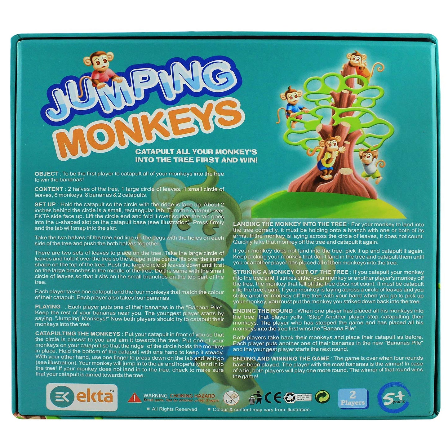 EKTA Jumping Monkey Small Catapult Toy, 2-Player Board Game for Kids 5 Years and Above