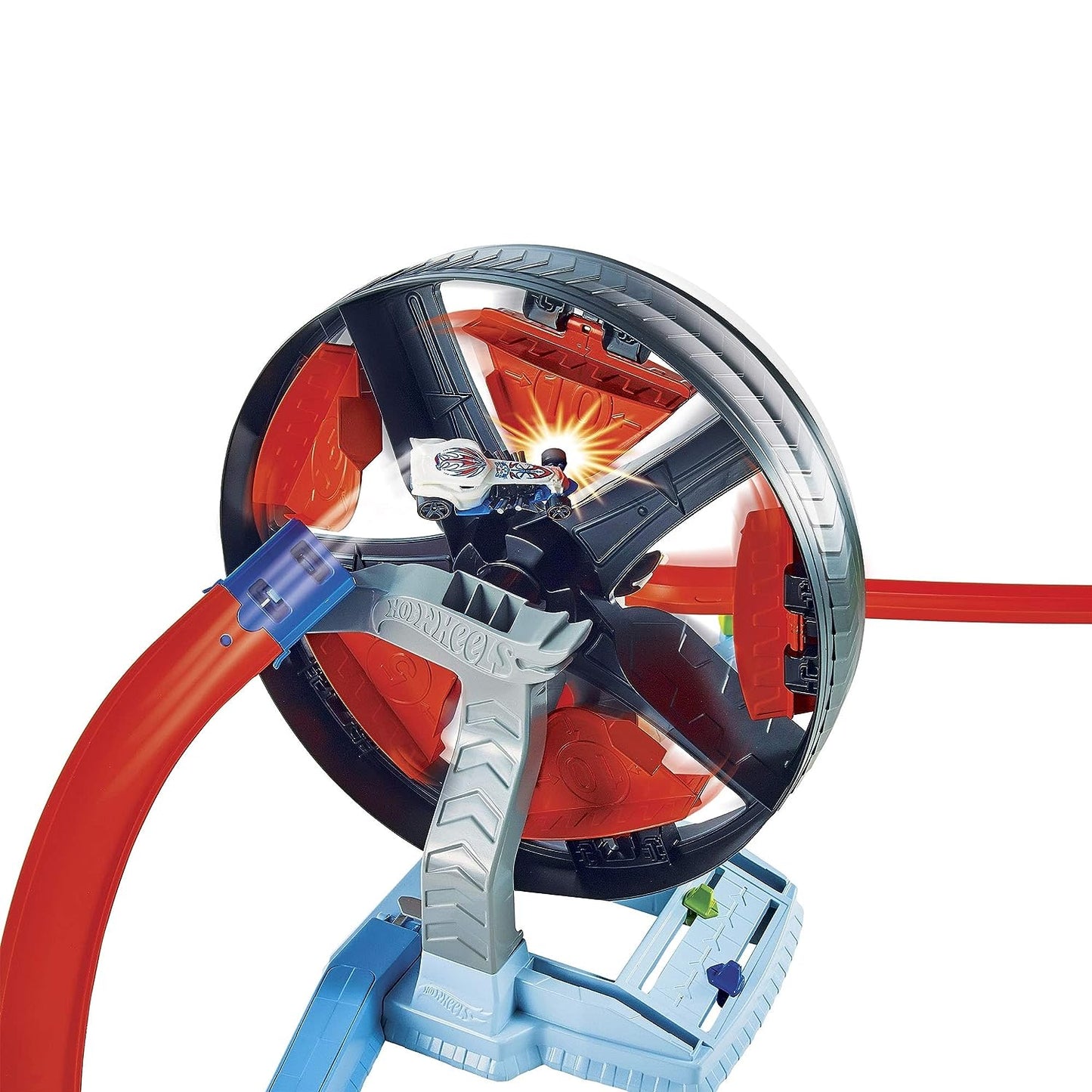 Hot Wheels Spin Wheel Challenge Play Set - Ultimate Track Set for Boys (Includes One Car, Multicolor) GJM77