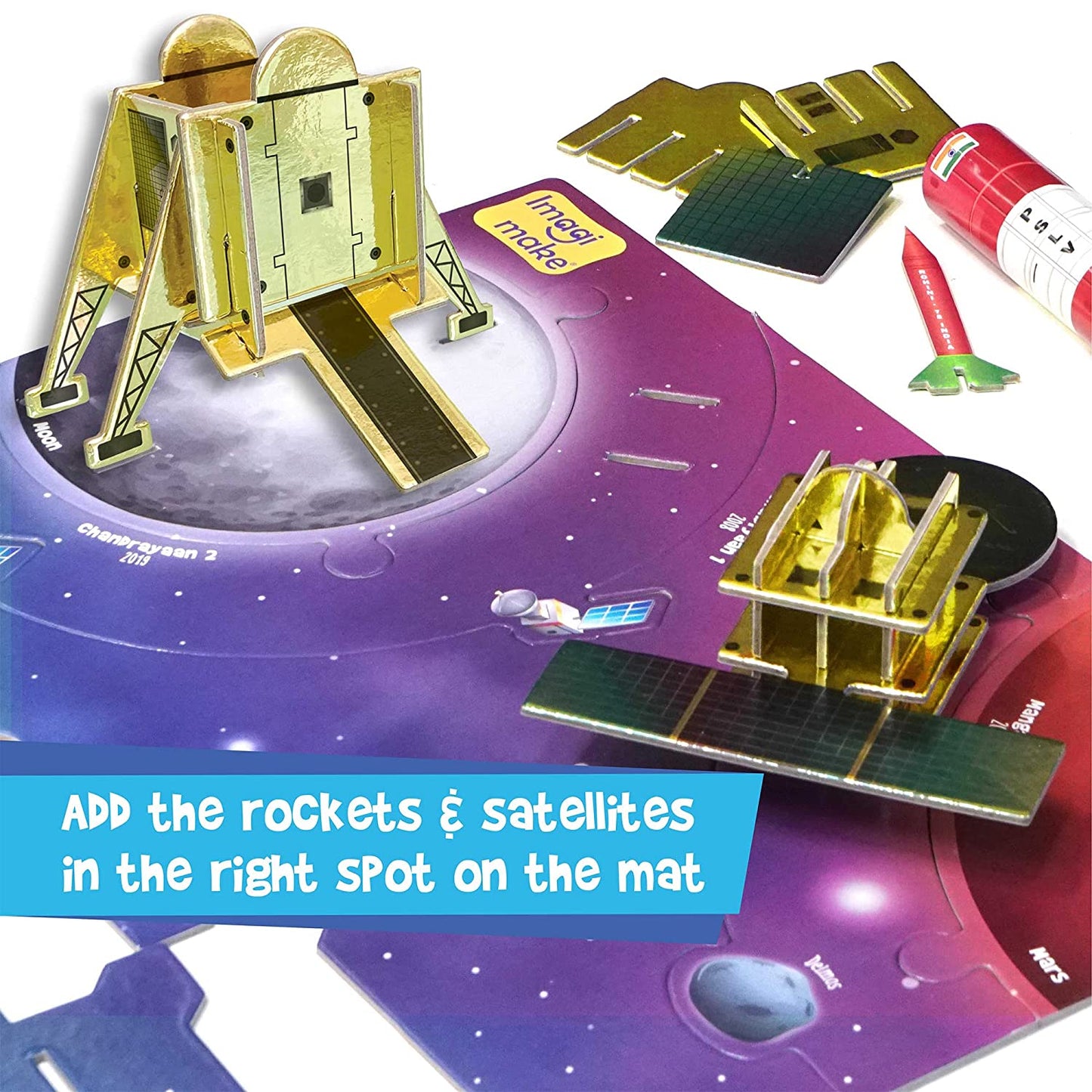 Imagimake Mapology - India's Space Odyssey- Learn About Indian Rockets & Satellites - Model Making Sets - Educational Toy Puzzle - 7 Years & Above