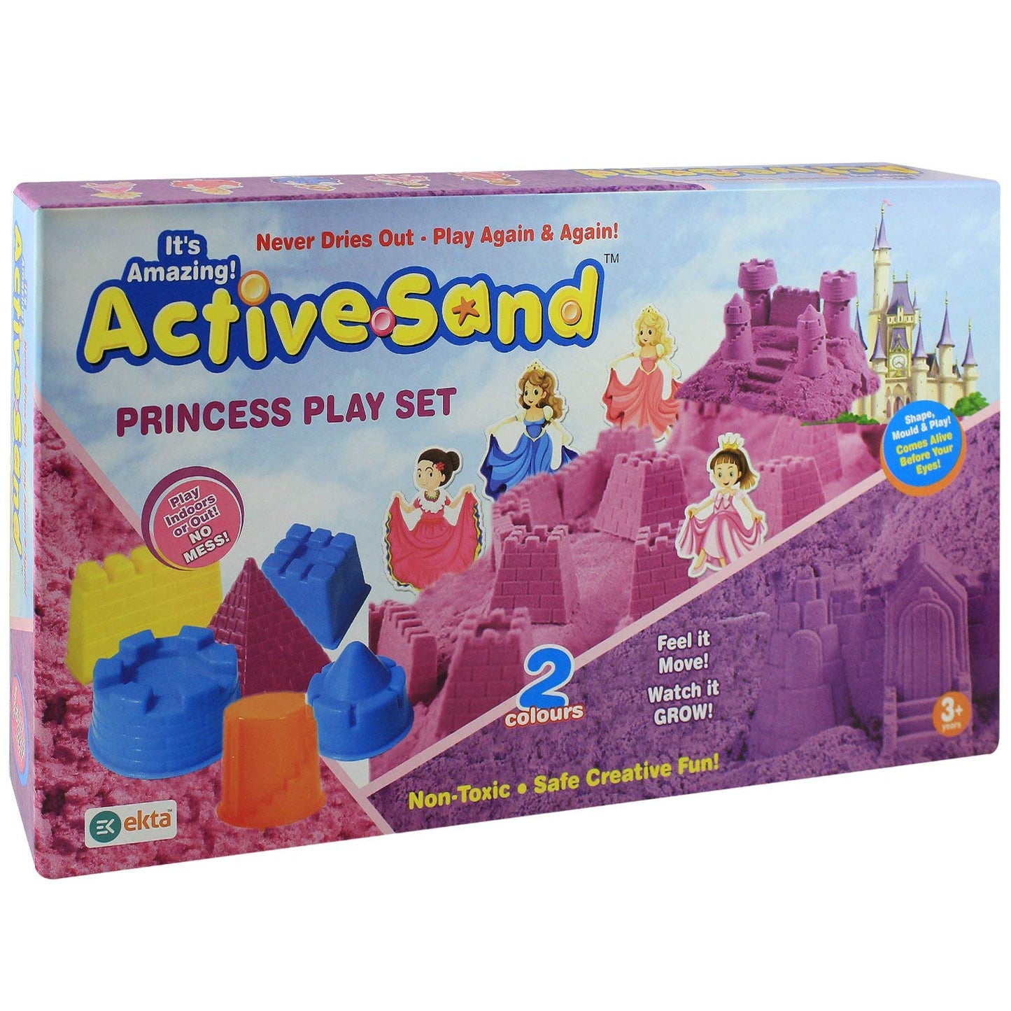 EKTA Active Sand - SandPrincess Play Set | Non-Toxic, Never Dries, Easy Shape, 3+ Kids, Educational and learning game .
